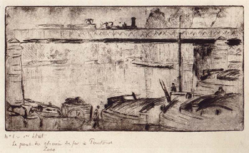 Camille Pissarro The railway bridge at Pontoise oil painting image